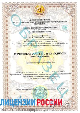 Образец сертификата соответствия аудитора №ST.RU.EXP.00014300-1 Барнаул Сертификат OHSAS 18001